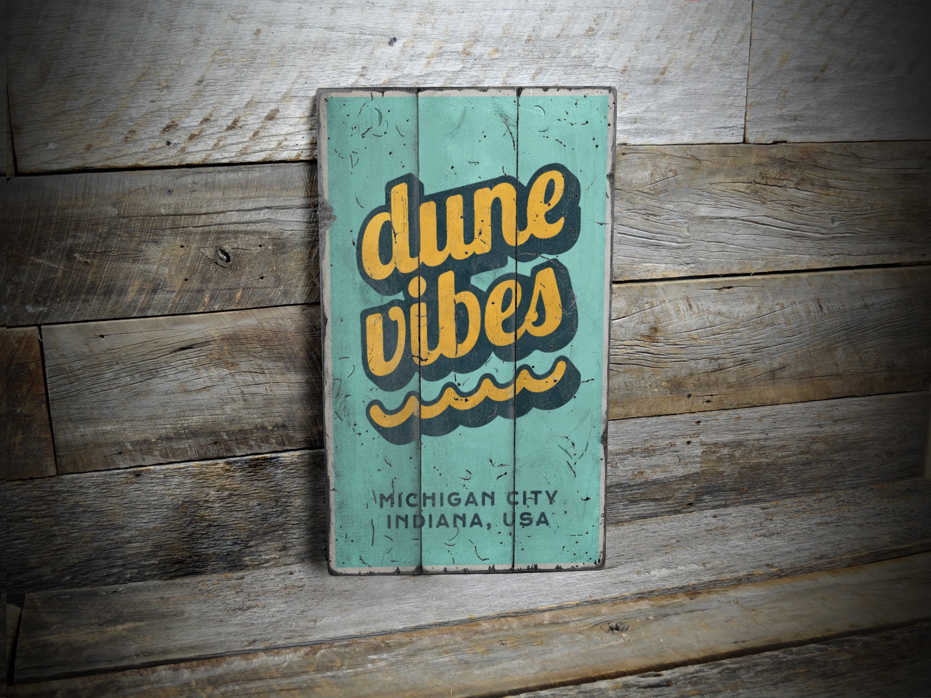 Dune Vibes Rustic Wood Sign