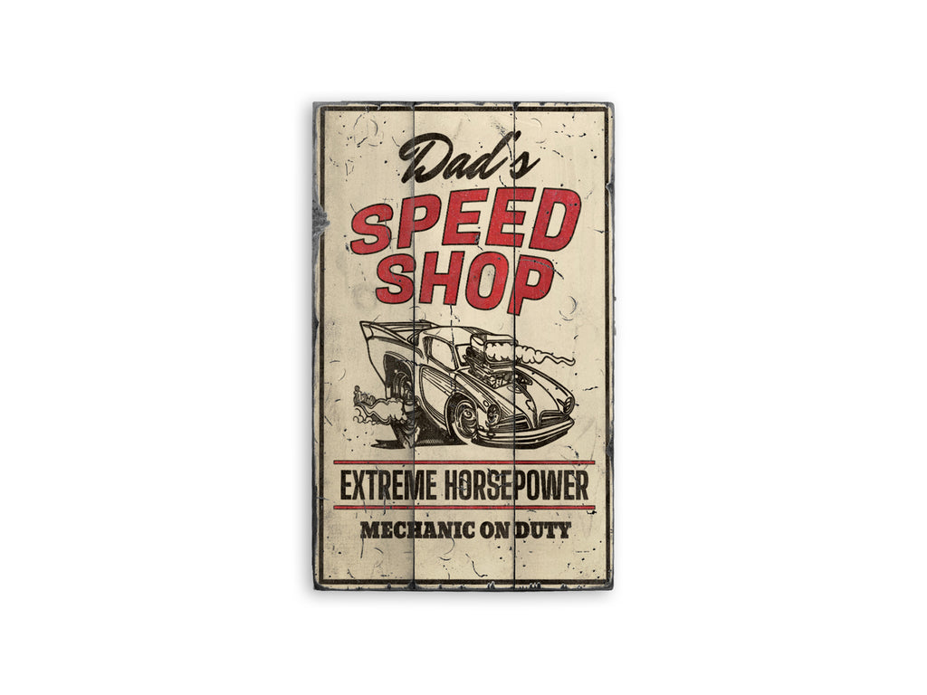 Mechanic on Duty Speed Shop Rustic Wood Sign