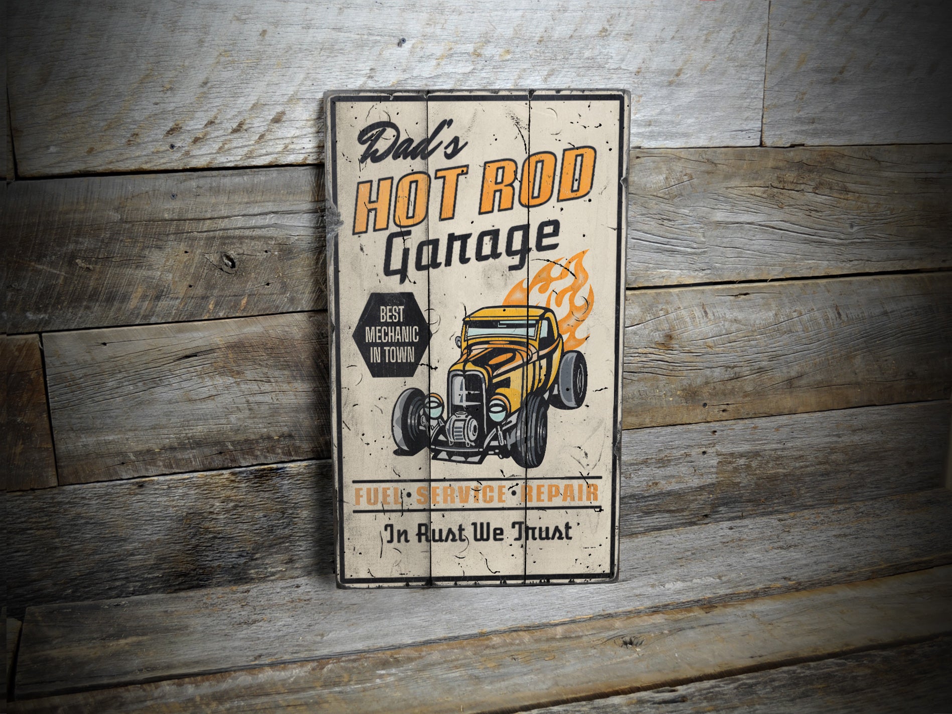 Hot Rod Garage Best Mechanic in Town Wood Sign