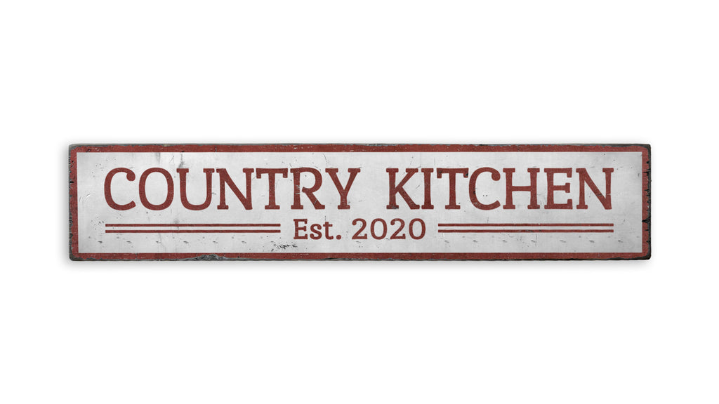 Country Kitchen Year Rustic Wood Sign