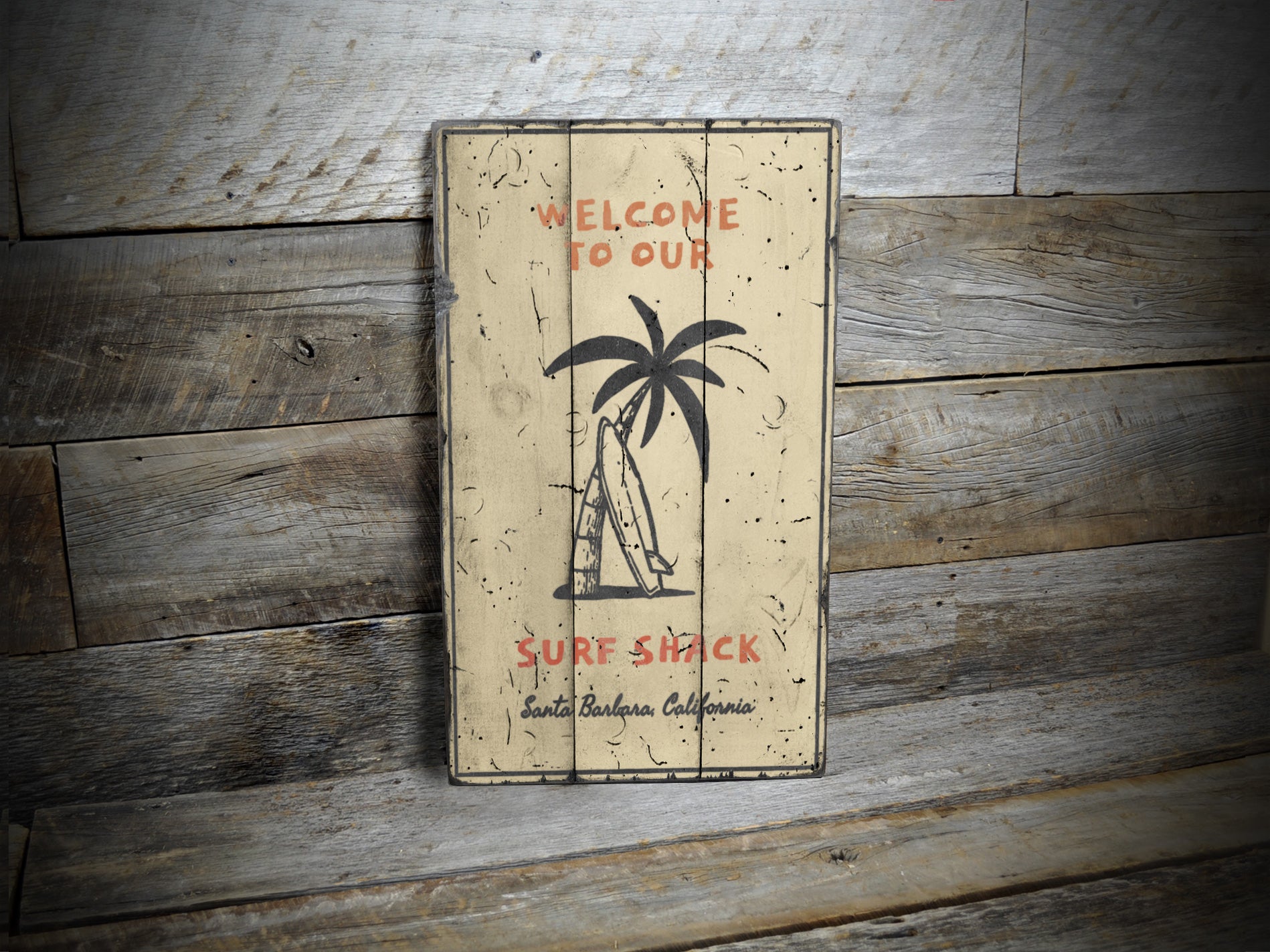 Surf Shack Welcome Rustic Wood Sign