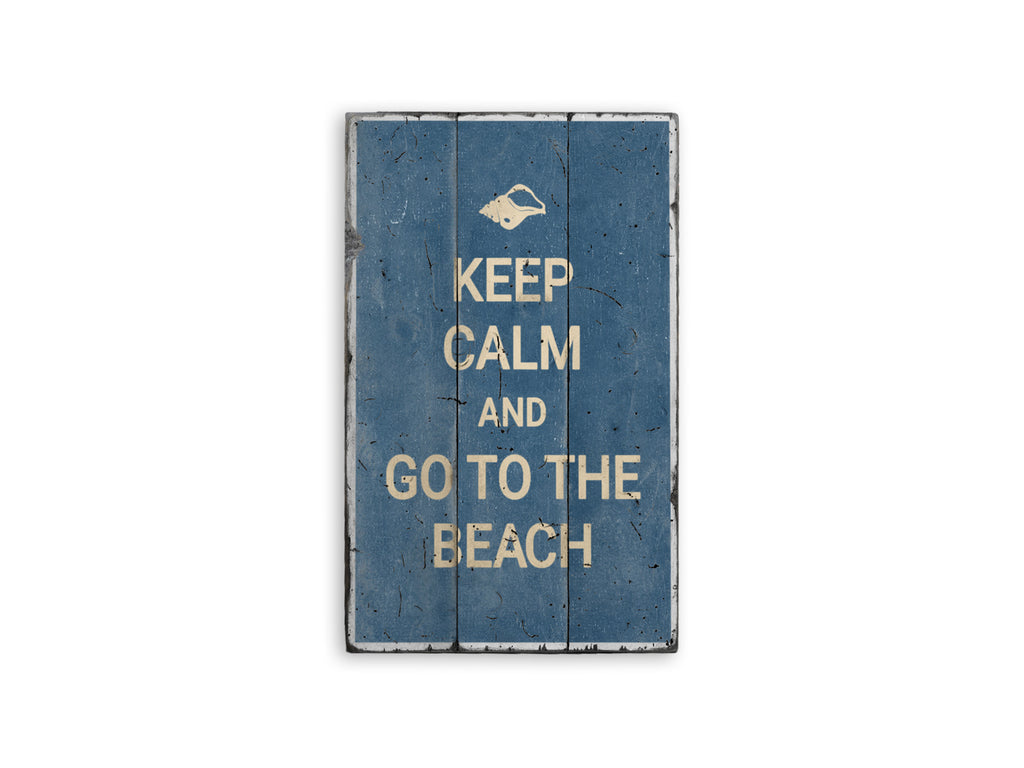 Keep Calm Beach Rustic Wood Sign