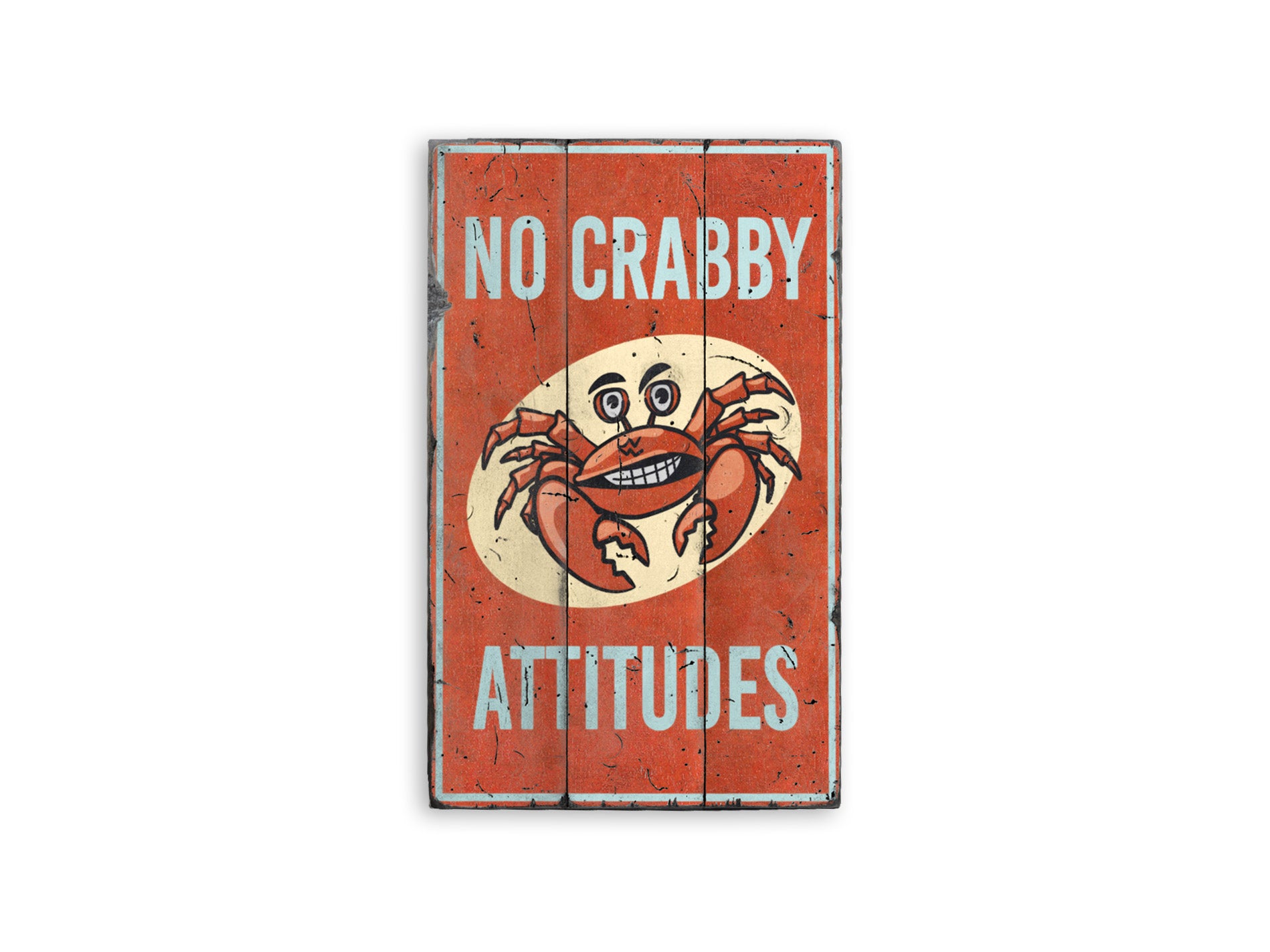 Funny Crab Rustic Wood Sign