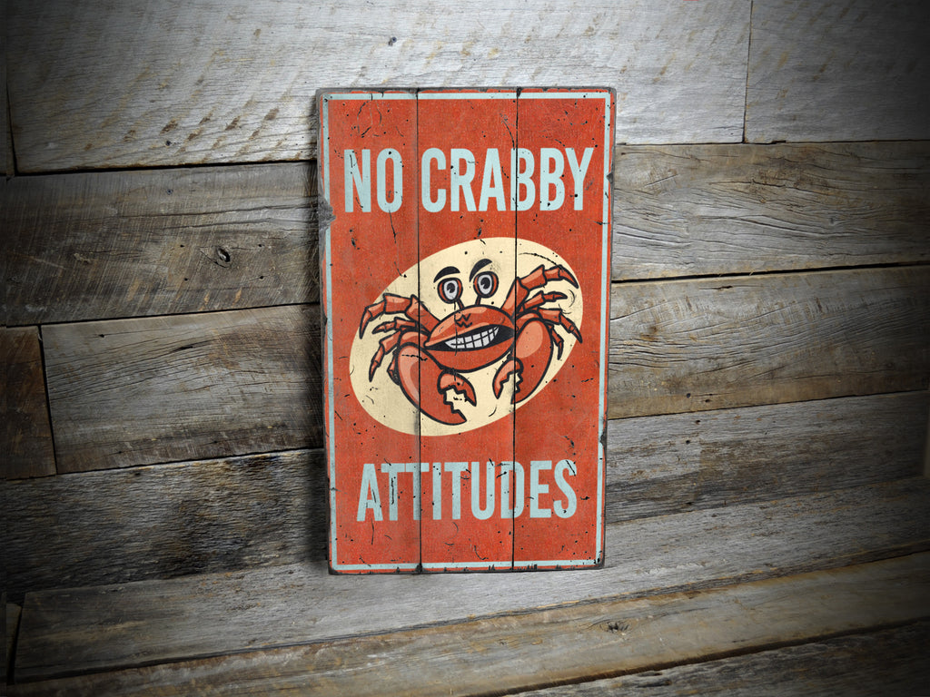 Funny Crab Rustic Wood Sign