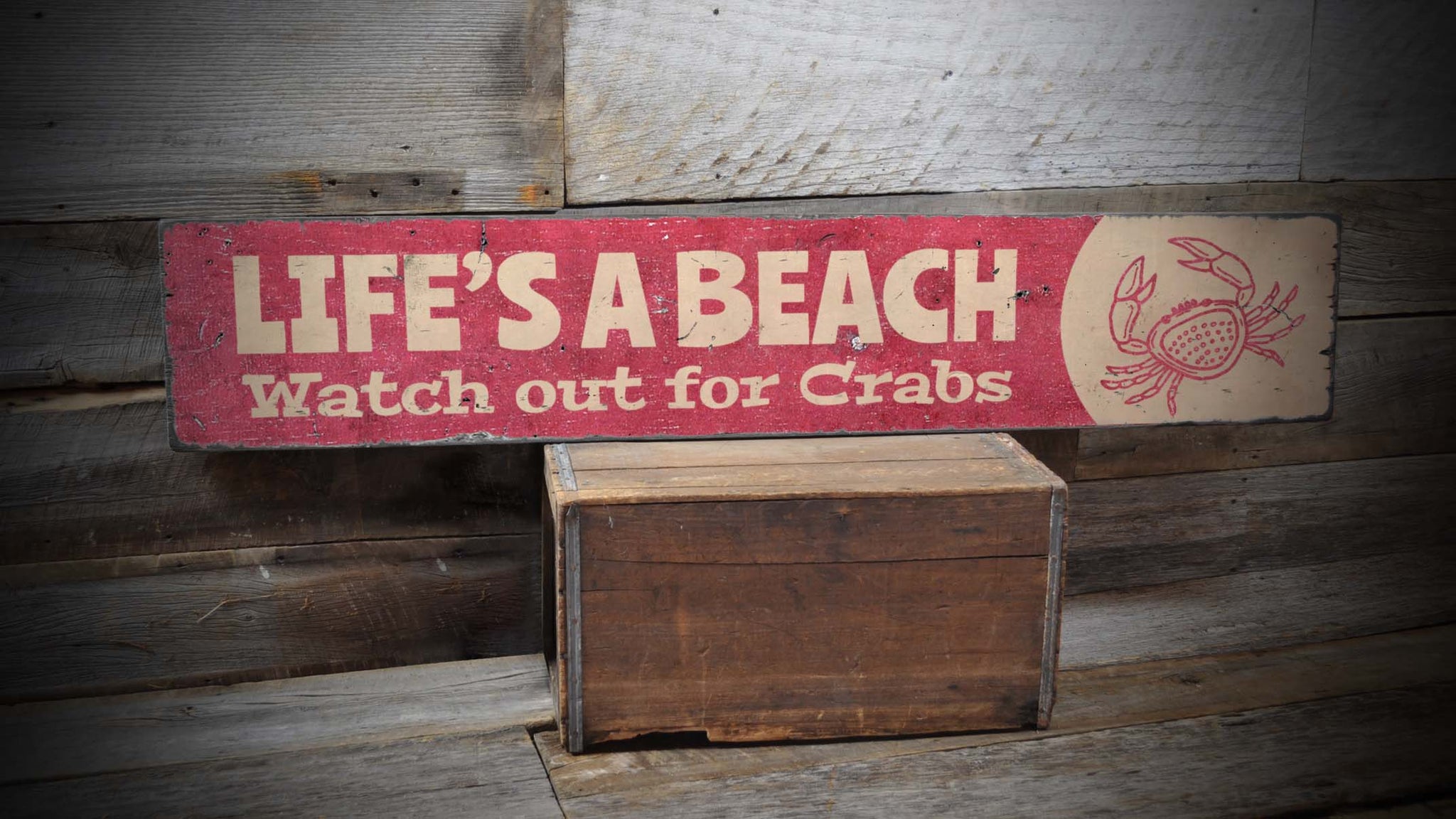 Funny Beach House Rustic Wood Sign