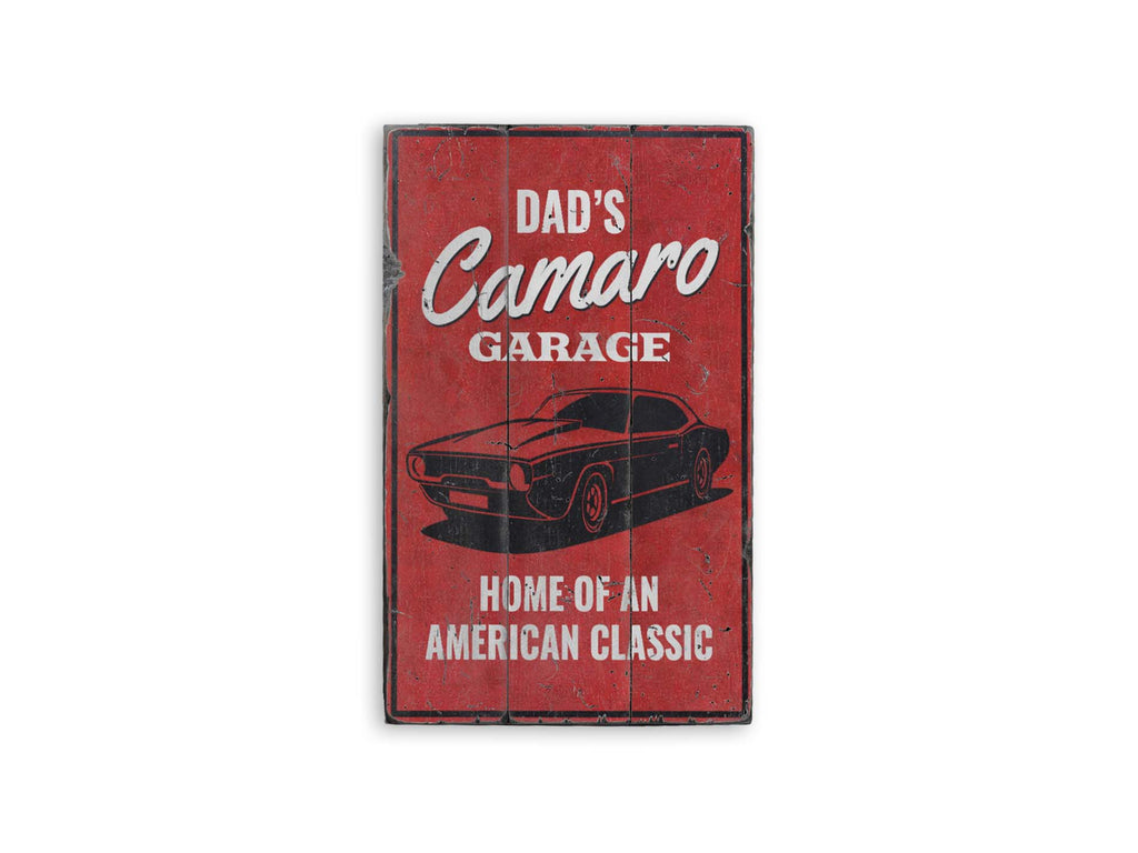 Camaro Garage Rustic Wood Sign