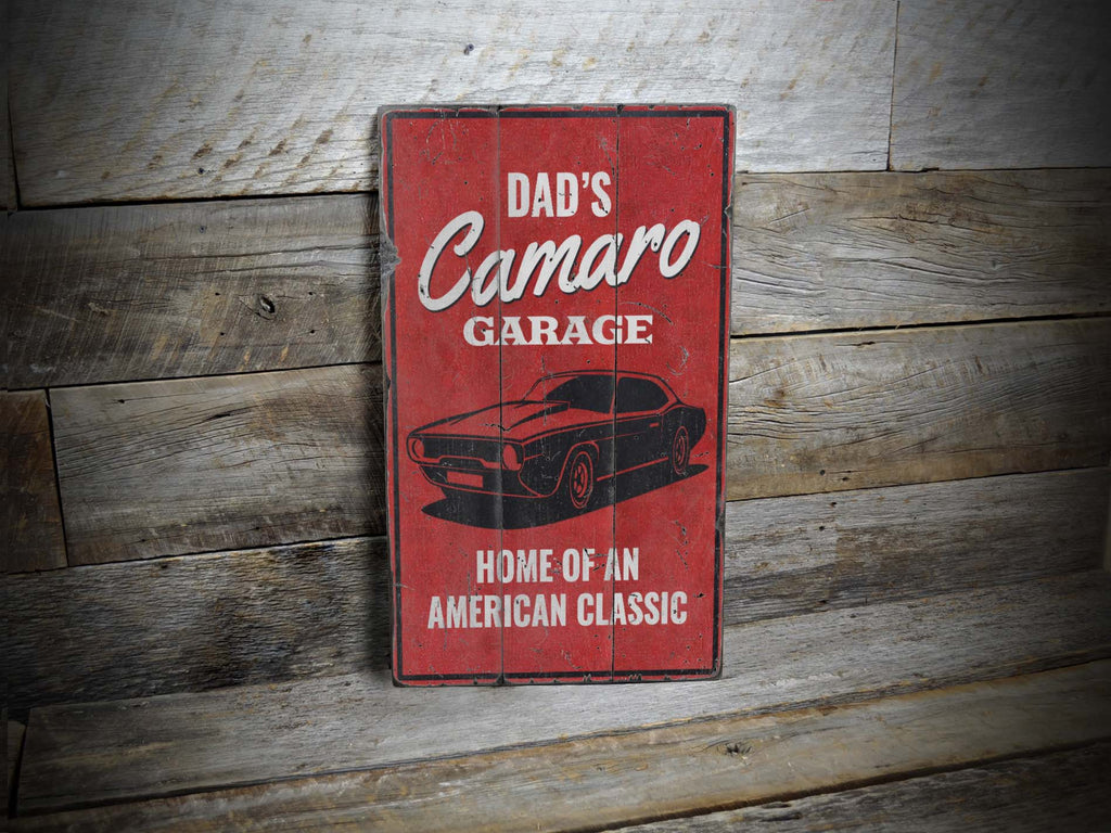 Camaro Garage Rustic Wood Sign