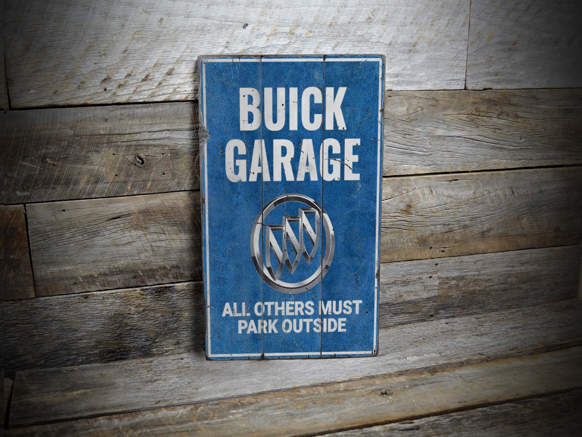 Buick Logo Rustic Wood Sign