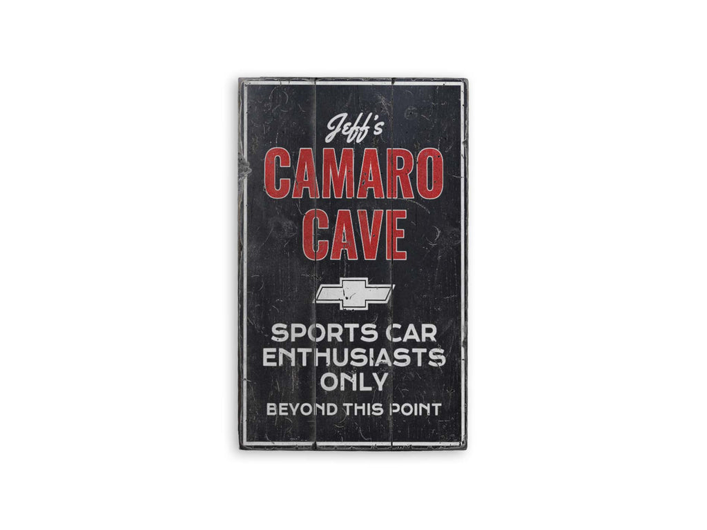 Camaro Man Cave Rustic Wood Sign
