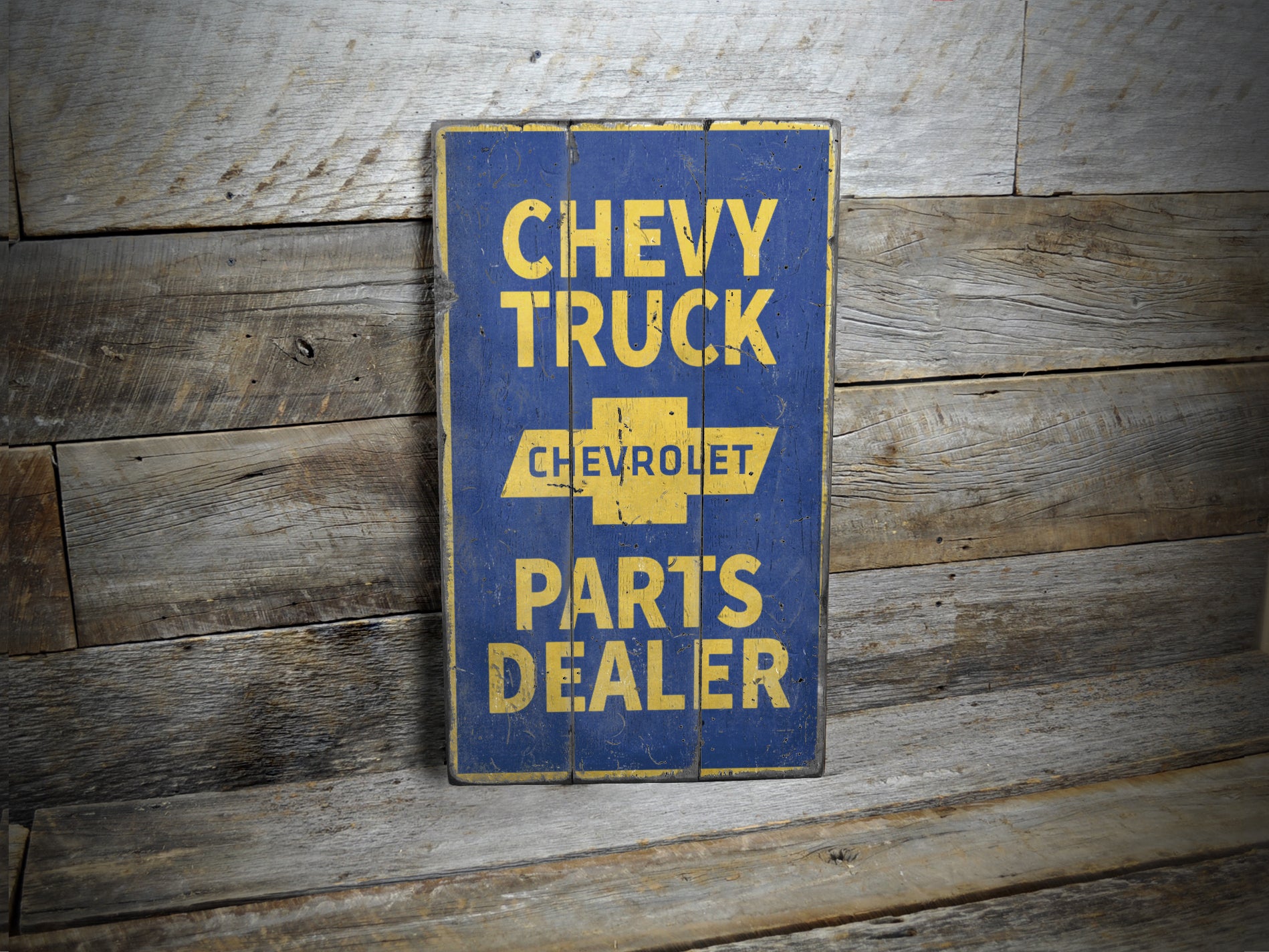 Chevy Truck Parts Rustic Wood Sign