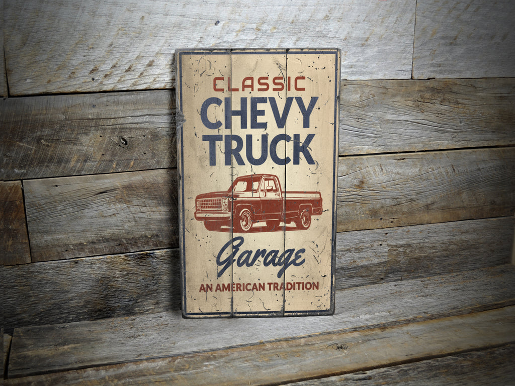 Classic Chevy Truck Rustic Wood Sign