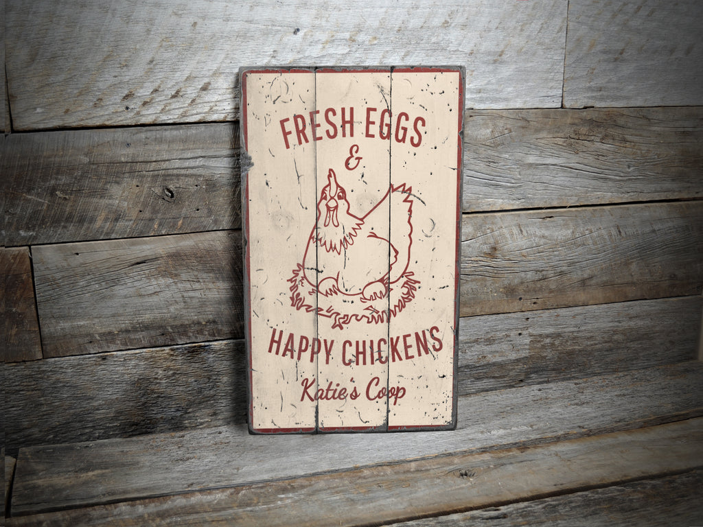 Happy Chicken Rustic Wood Sign