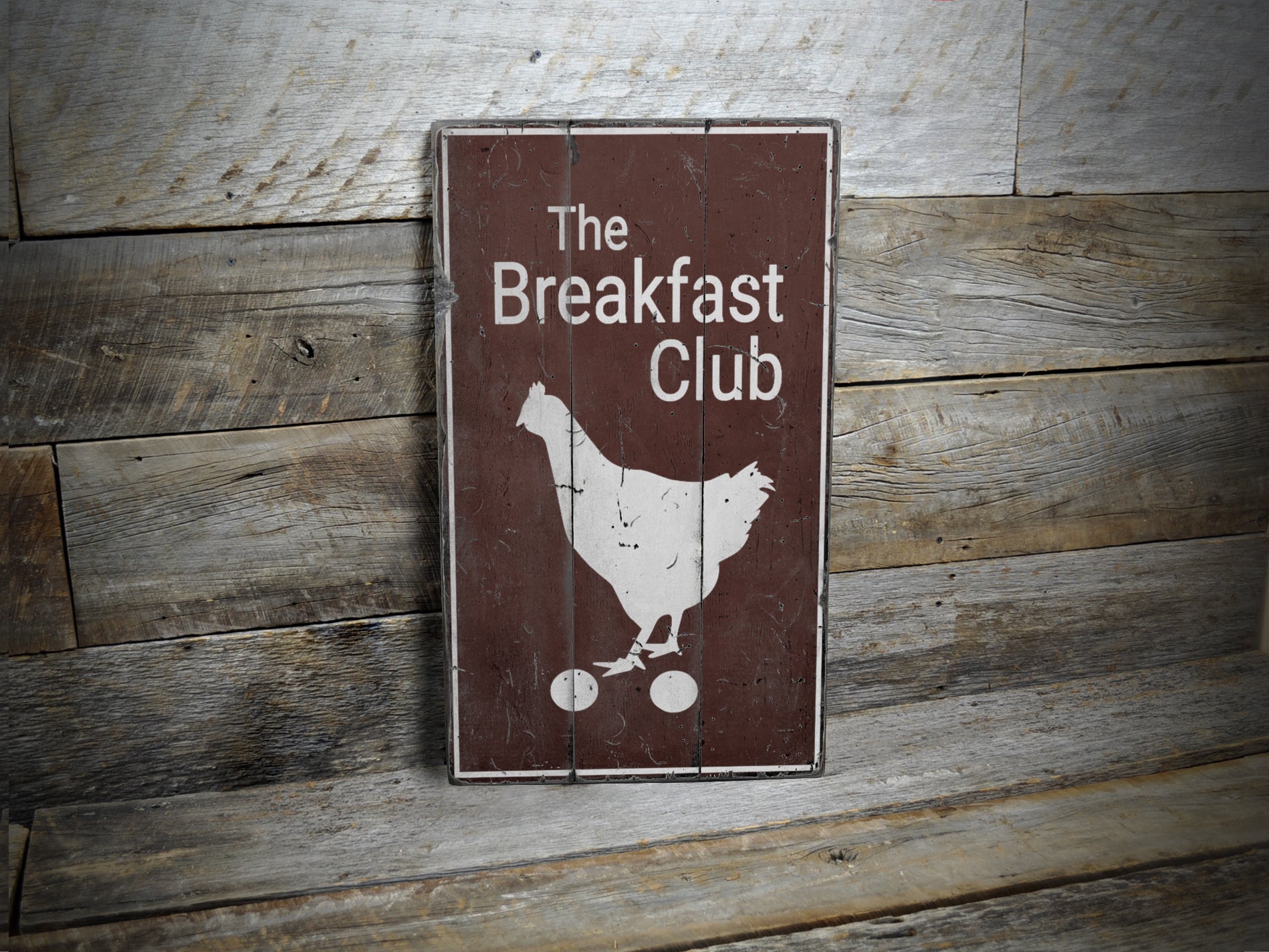 Breakfast Club Chicken Coop Rustic Wood Sign