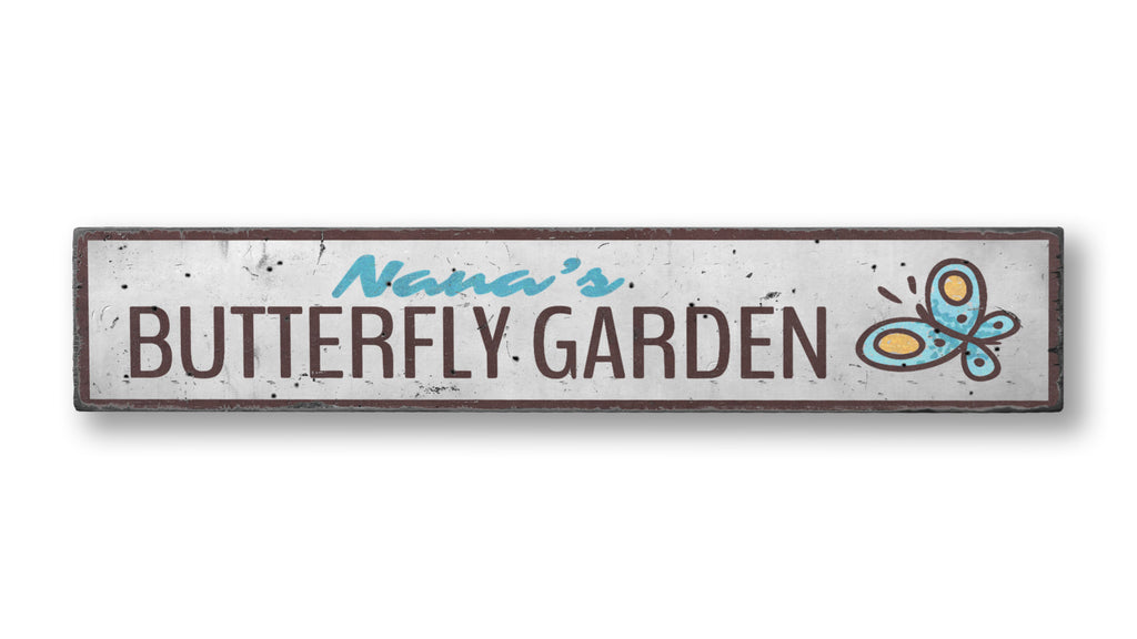 Butterfly Garden Rustic Wood Sign