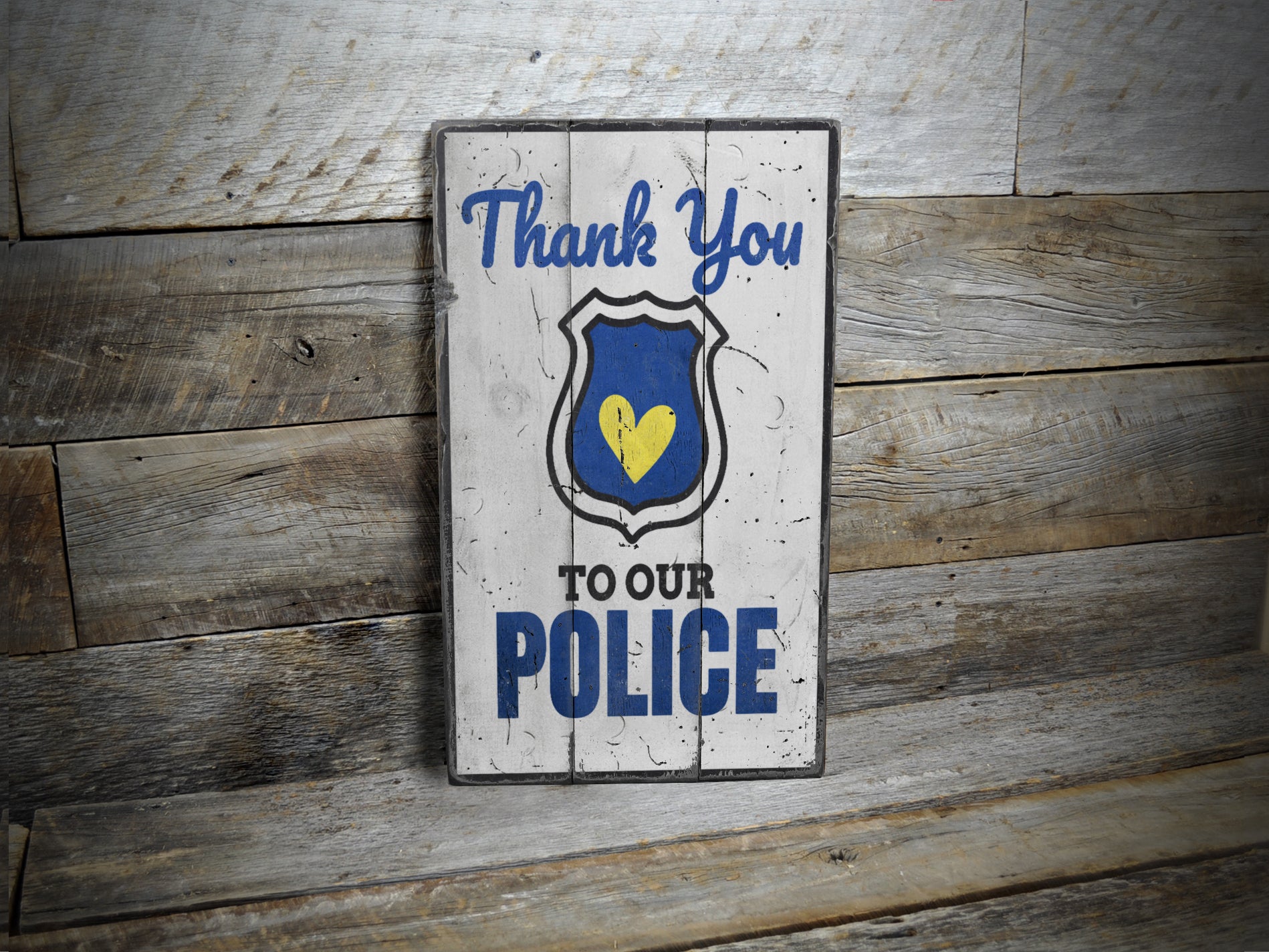 Police Thank You Rustic Wood Sign