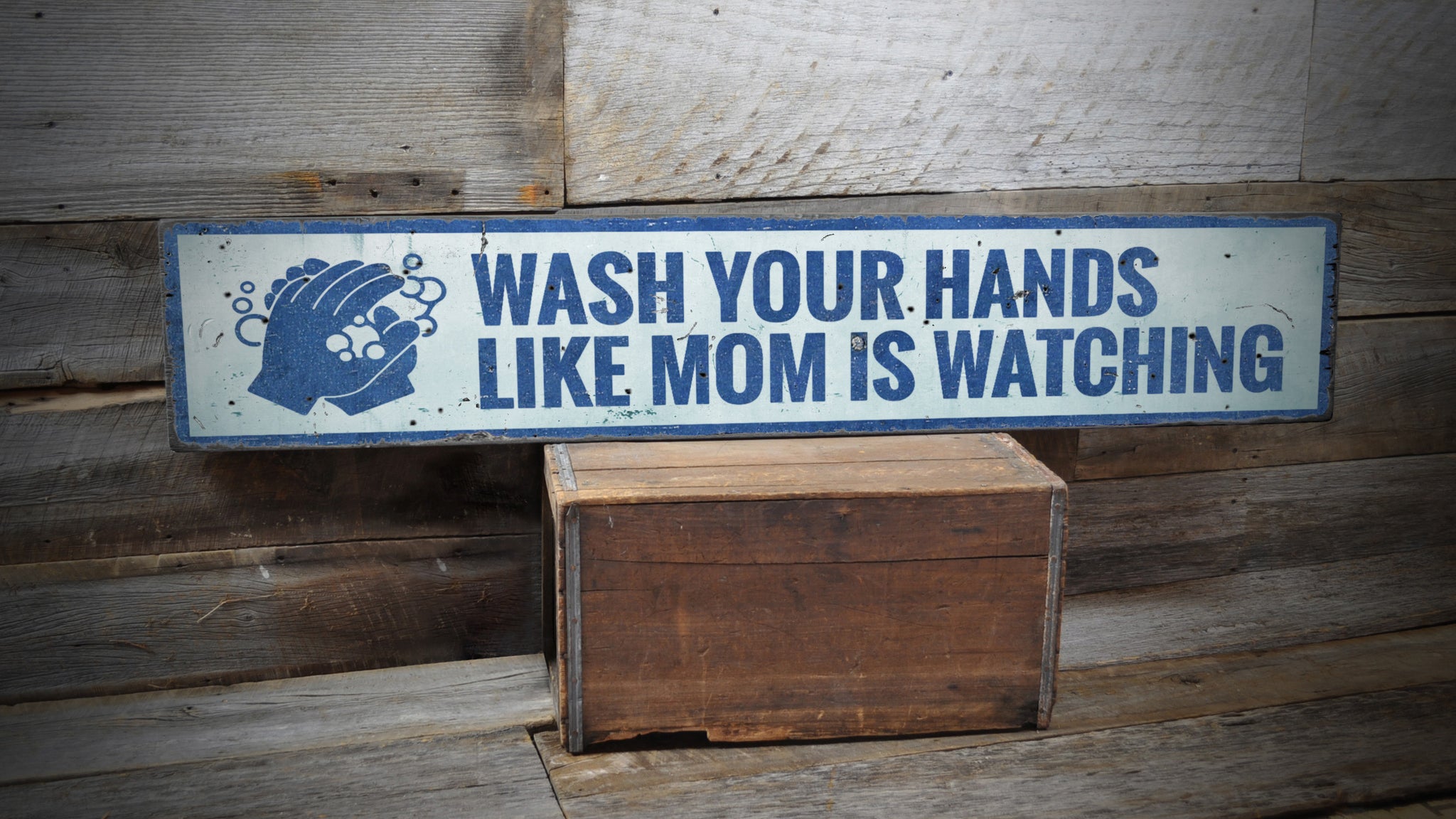 Hand Washing Rustic Wood Sign