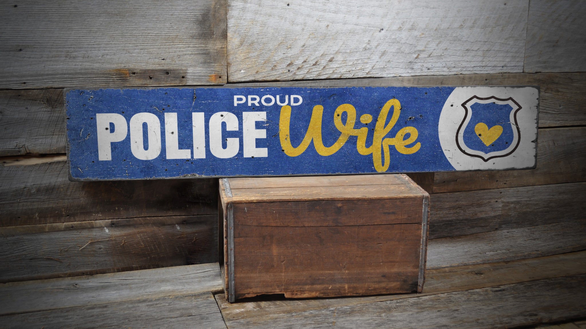 Police Wife Rustic Wood Sign