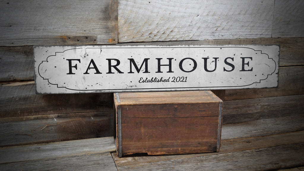 Farmhouse Established Rustic Wood Sign