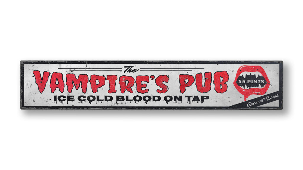 Ice Cold Blood Vampire Pub Rustic Wood Sign