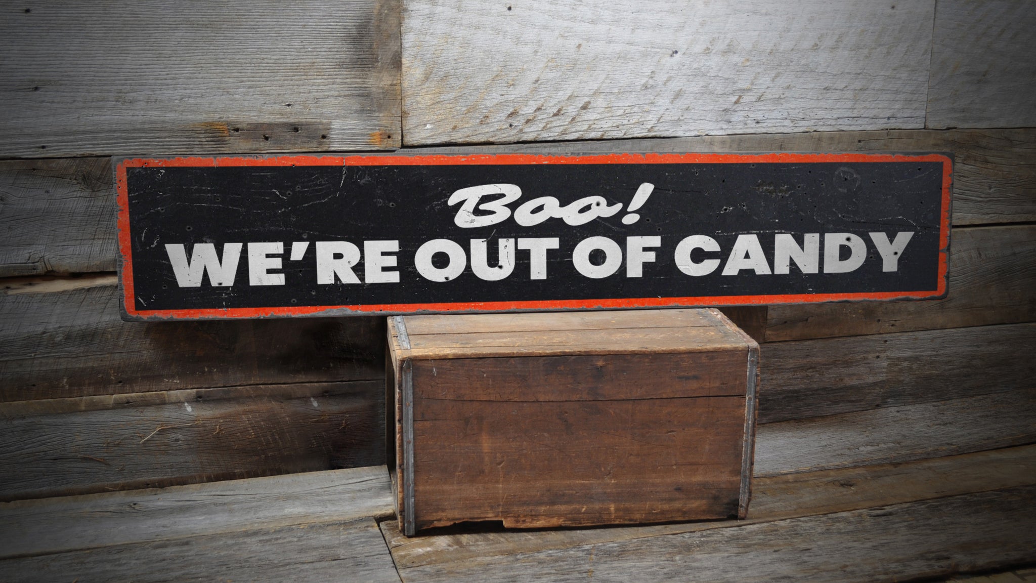 Out of Candy Halloween Rustic Wood Sign