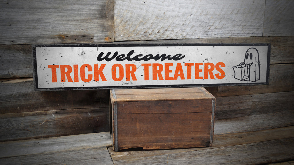 Trick or Treating Porch Rustic Wood Sign