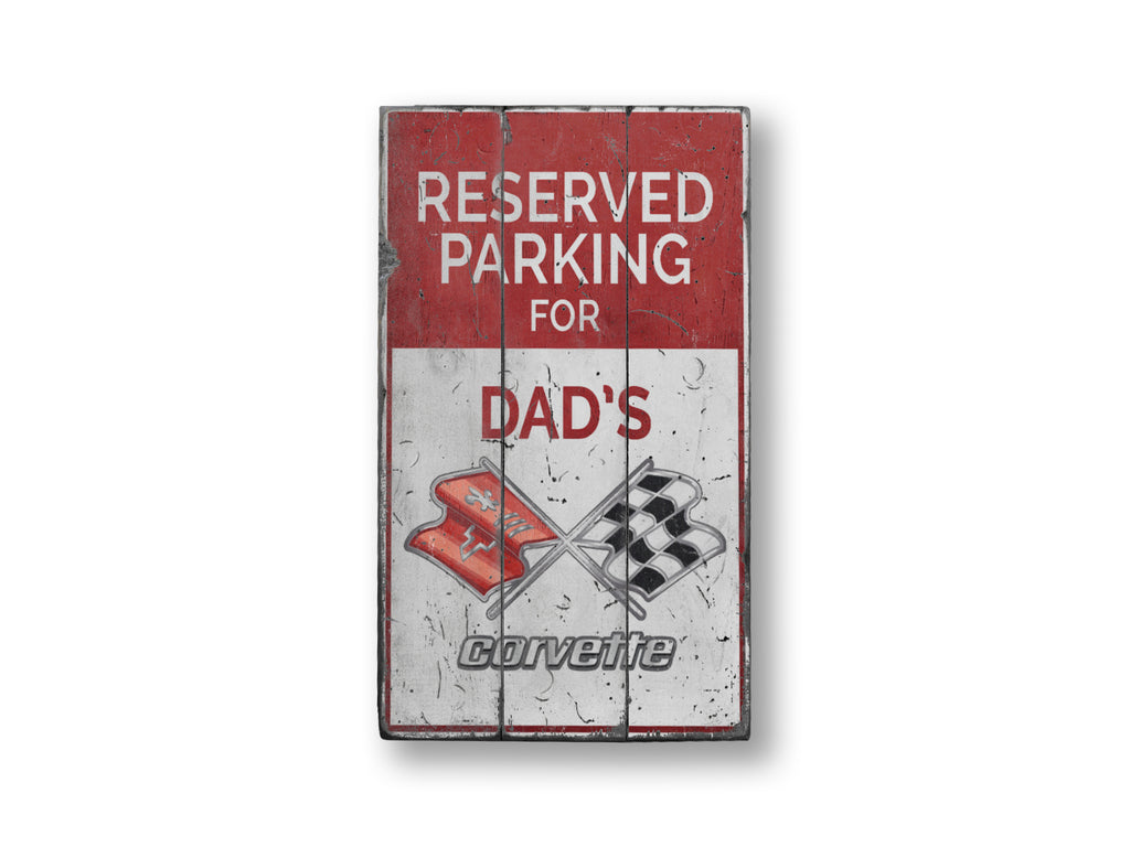 Reserved Parking Chevy Corvette Rustic Wood Sign