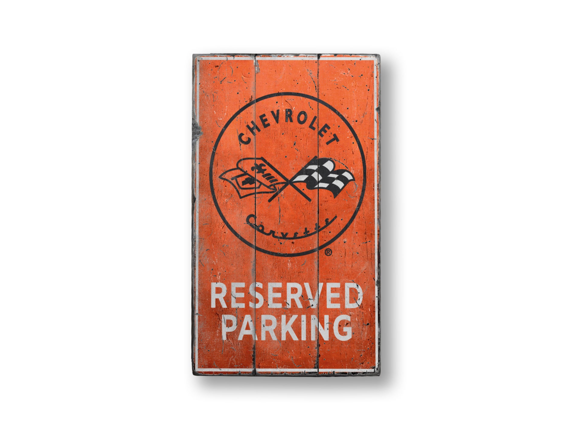 Parking Chevy Corvette Rustic Wood Sign