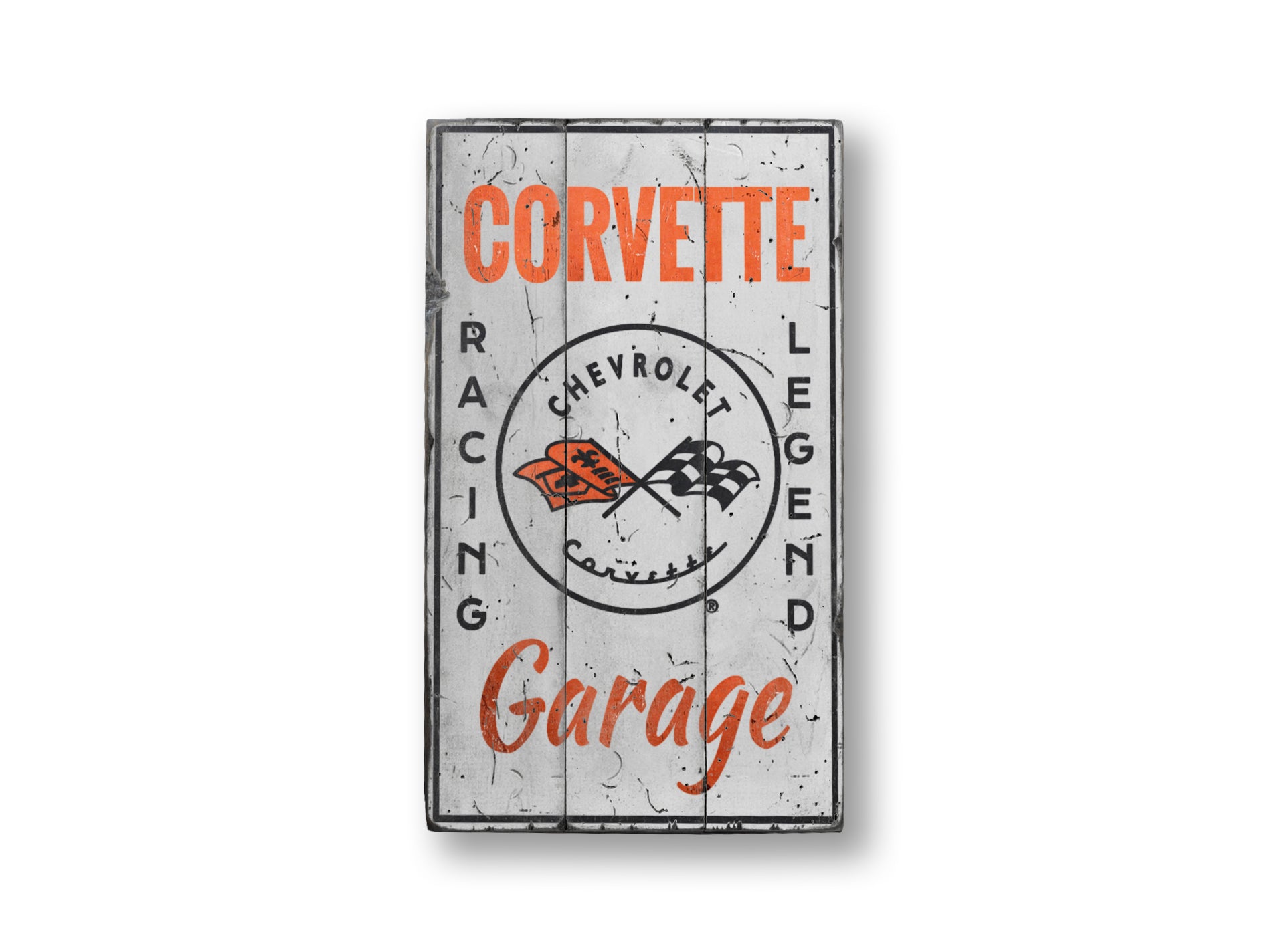 Vintage Chevy Corvette Garage Rustic Wood Sign