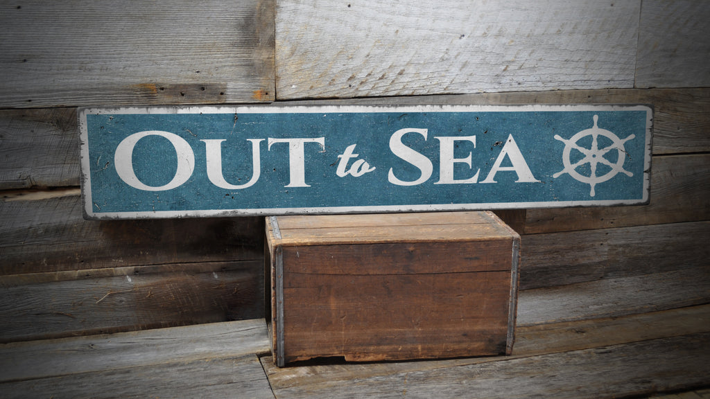 Out to Sea Boathouse Rustic Wood Sign
