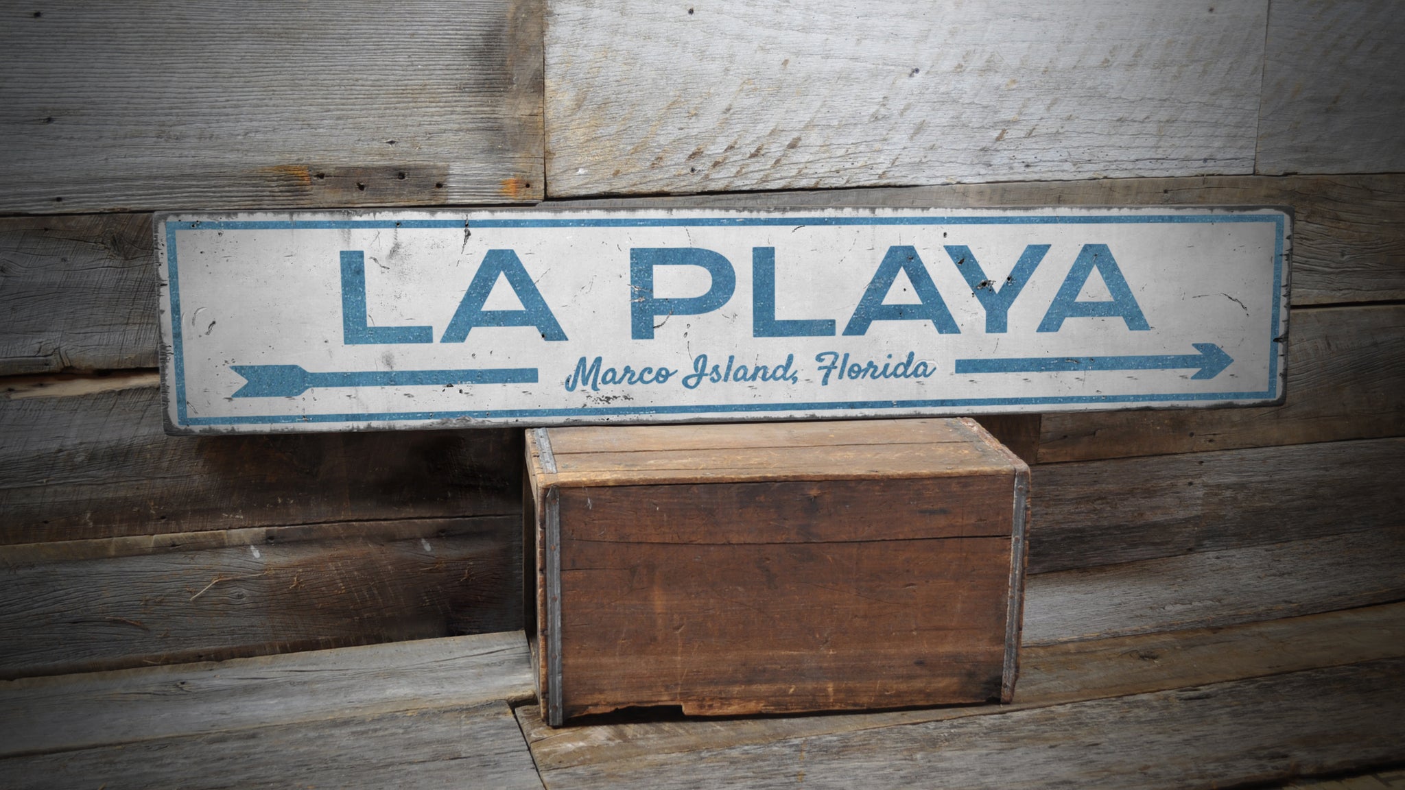 La Playa Beach Rustic Wood Sign