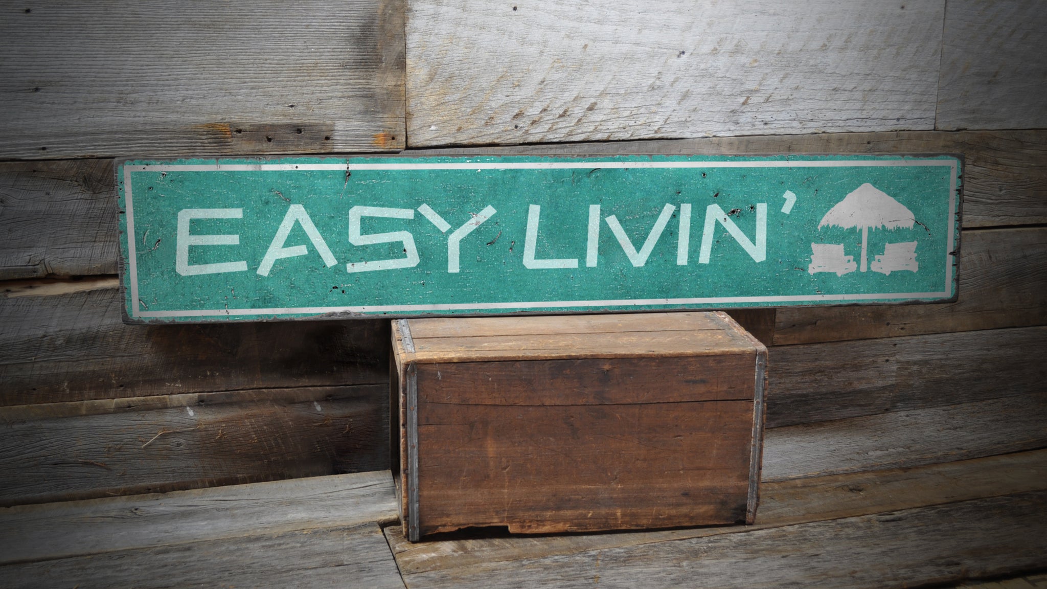 Easy Livin Beach Rustic Wood Sign