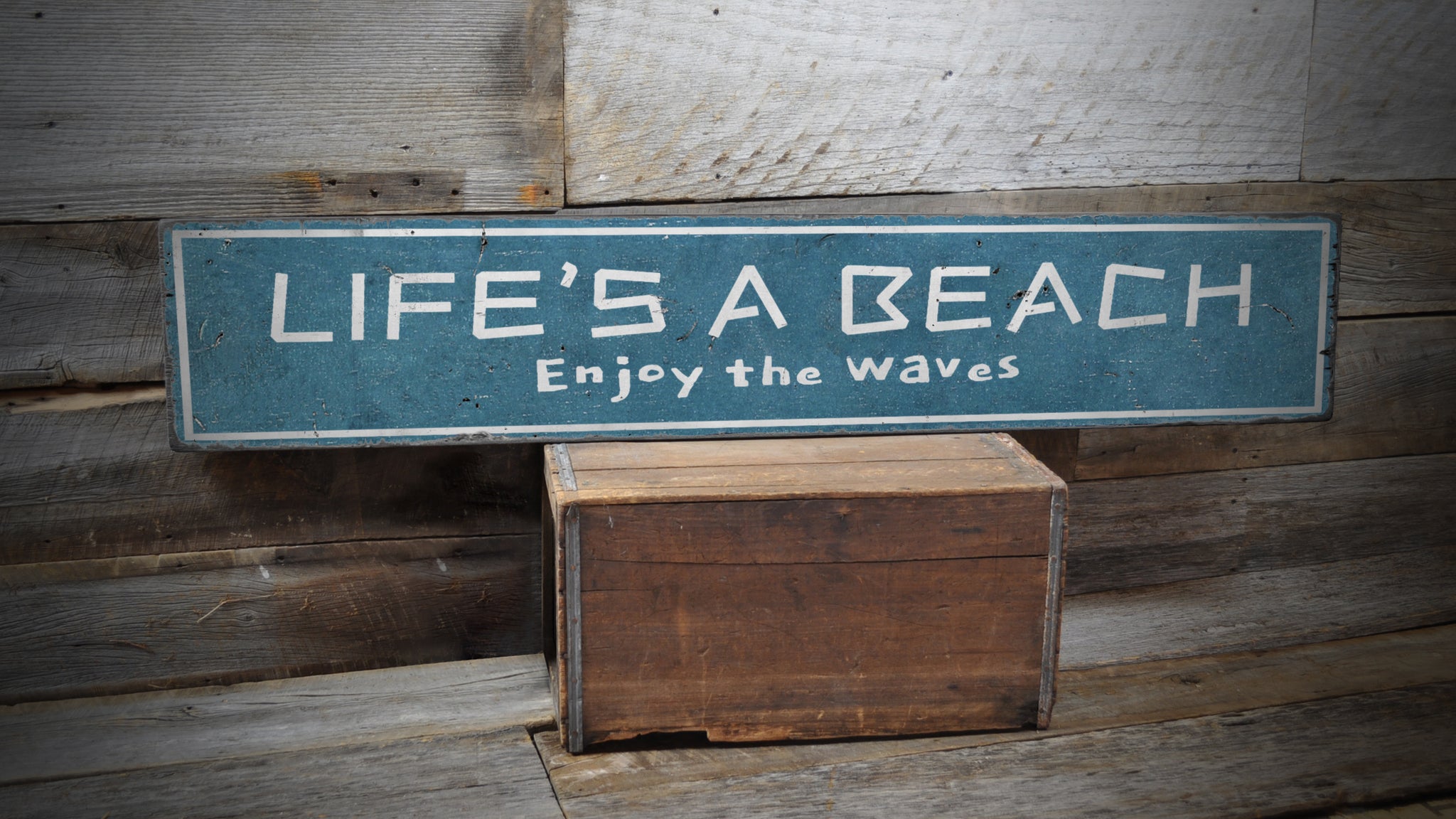 Life is a Beach Enjoy the Waves Rustic Wood Sign