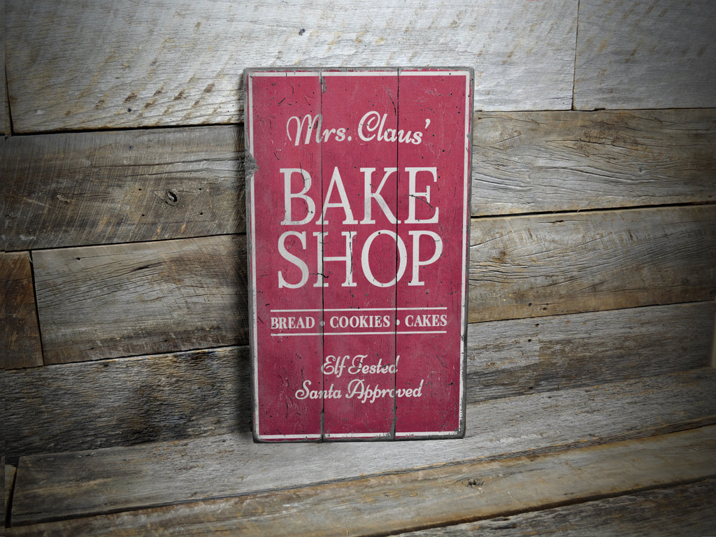 Santa Approved Bake Shop Rustic Wood Sign