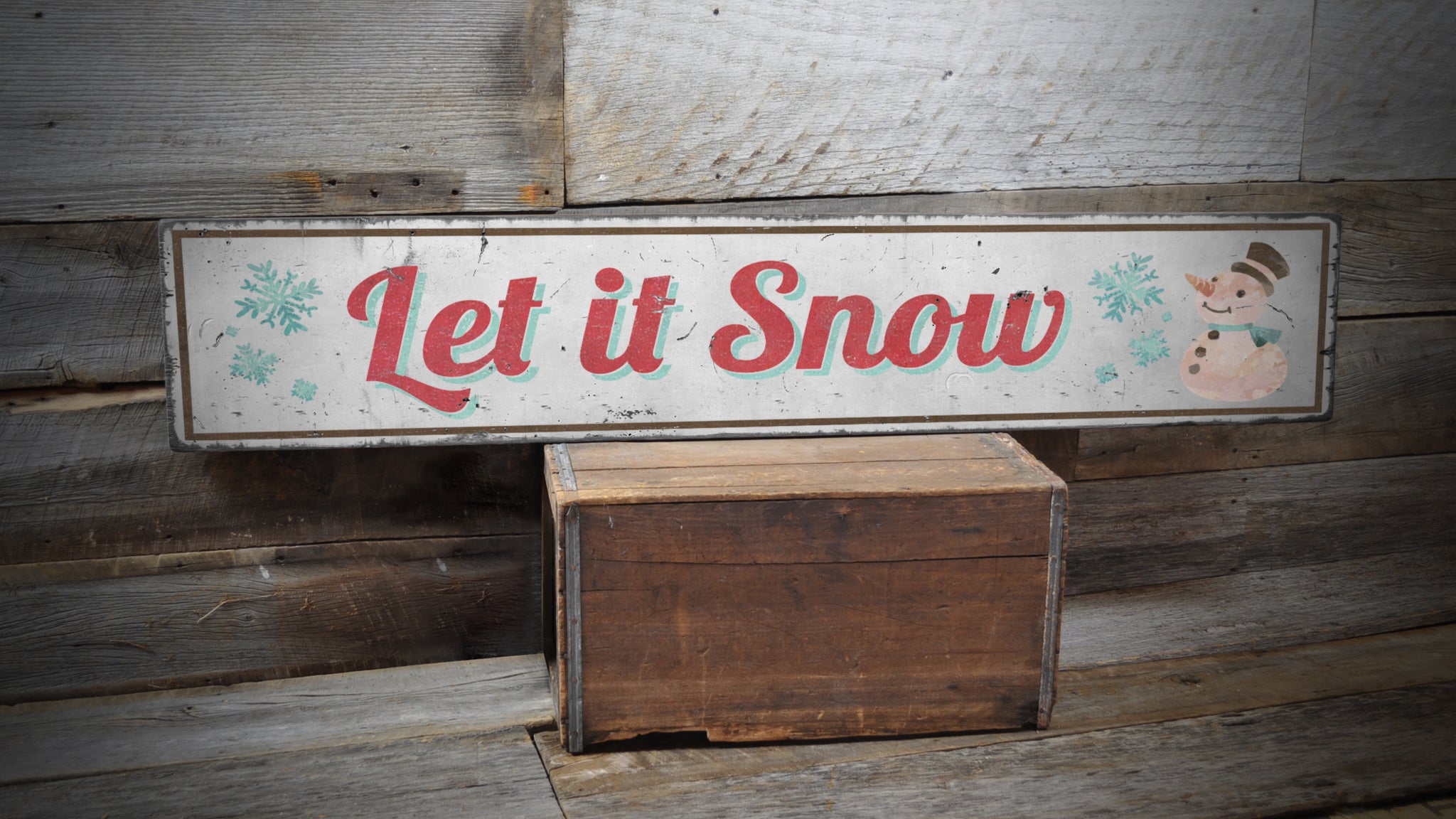Let It Snow Rustic Wood Sign