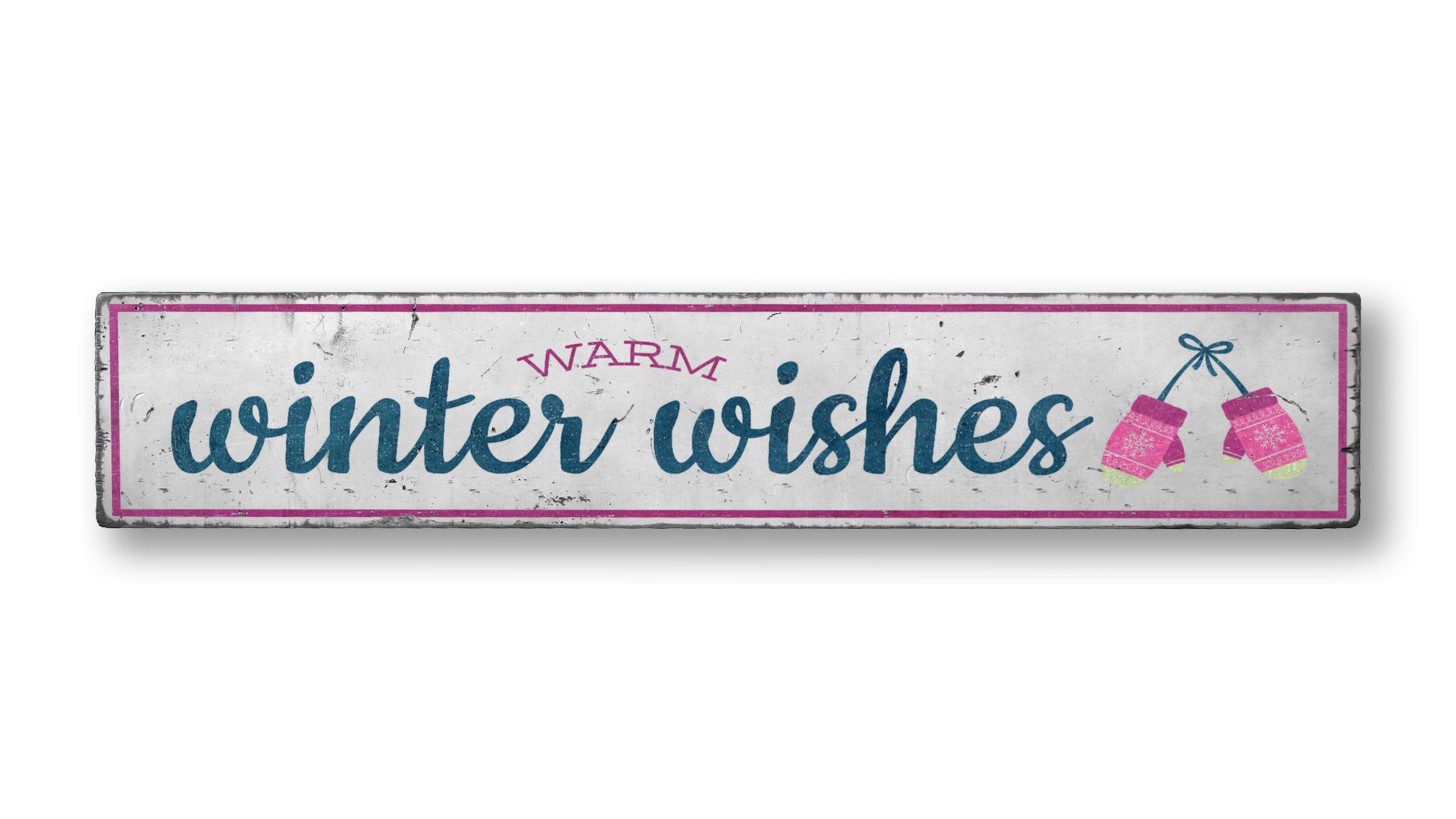 Winter Mittens Rustic Wood Sign