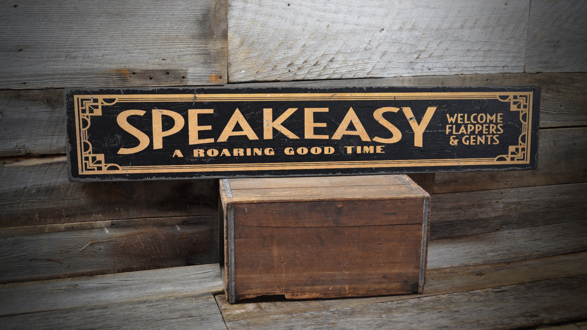 Roaring Good Time Speakeasy Rustic Wood Sign