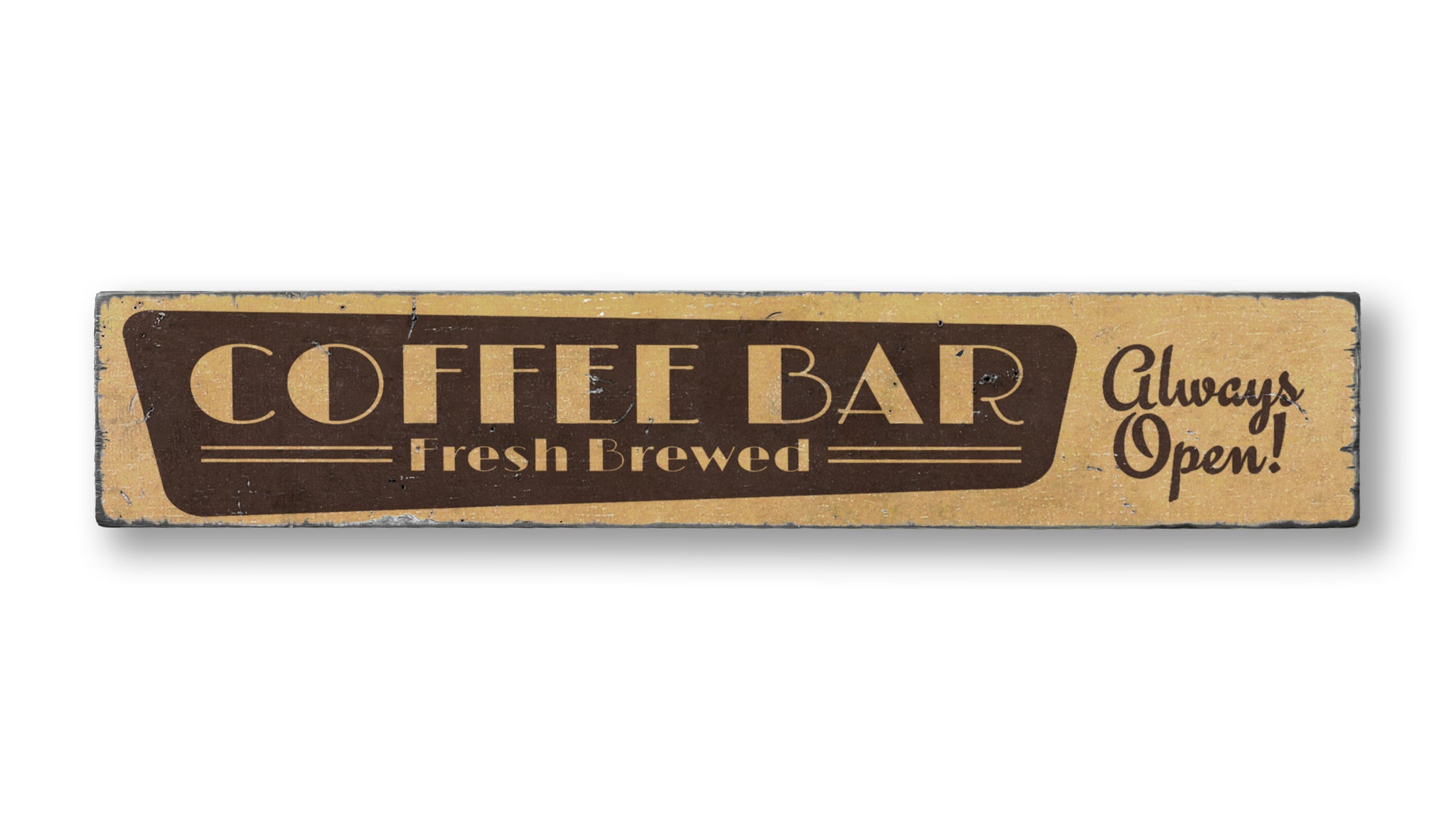 Fresh Brewed Coffee Bar Rustic Wood Sign