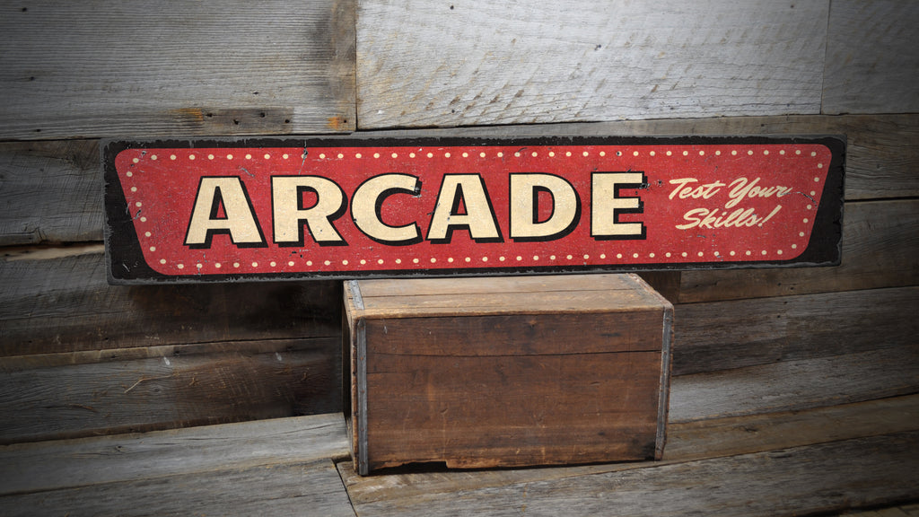 Vintage Arcade Wood Sign