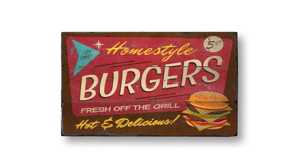Homestyle Burgers Wood Sign