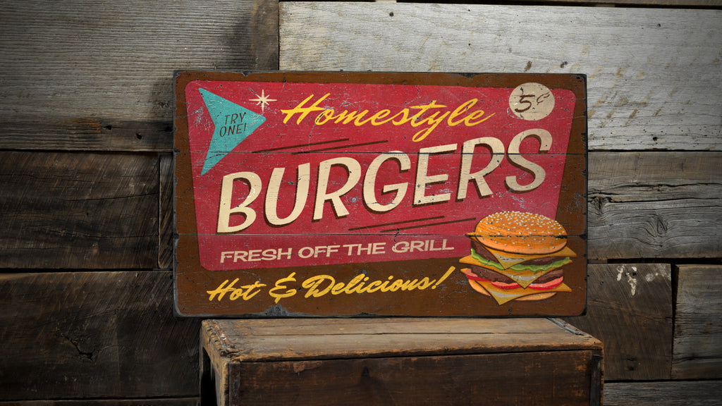 Homestyle Burgers Wood Sign