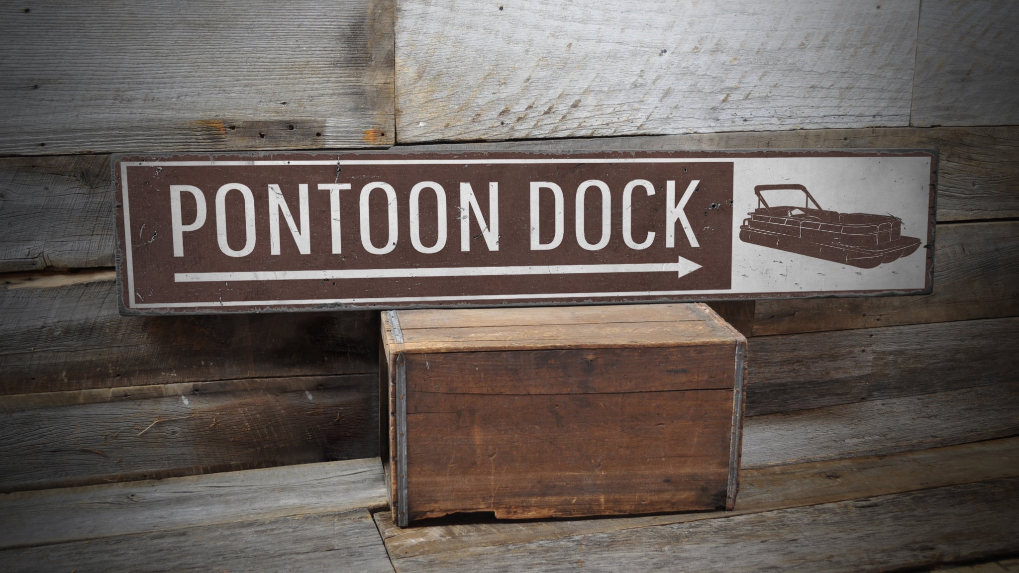 Pontoon Dock Wood Sign