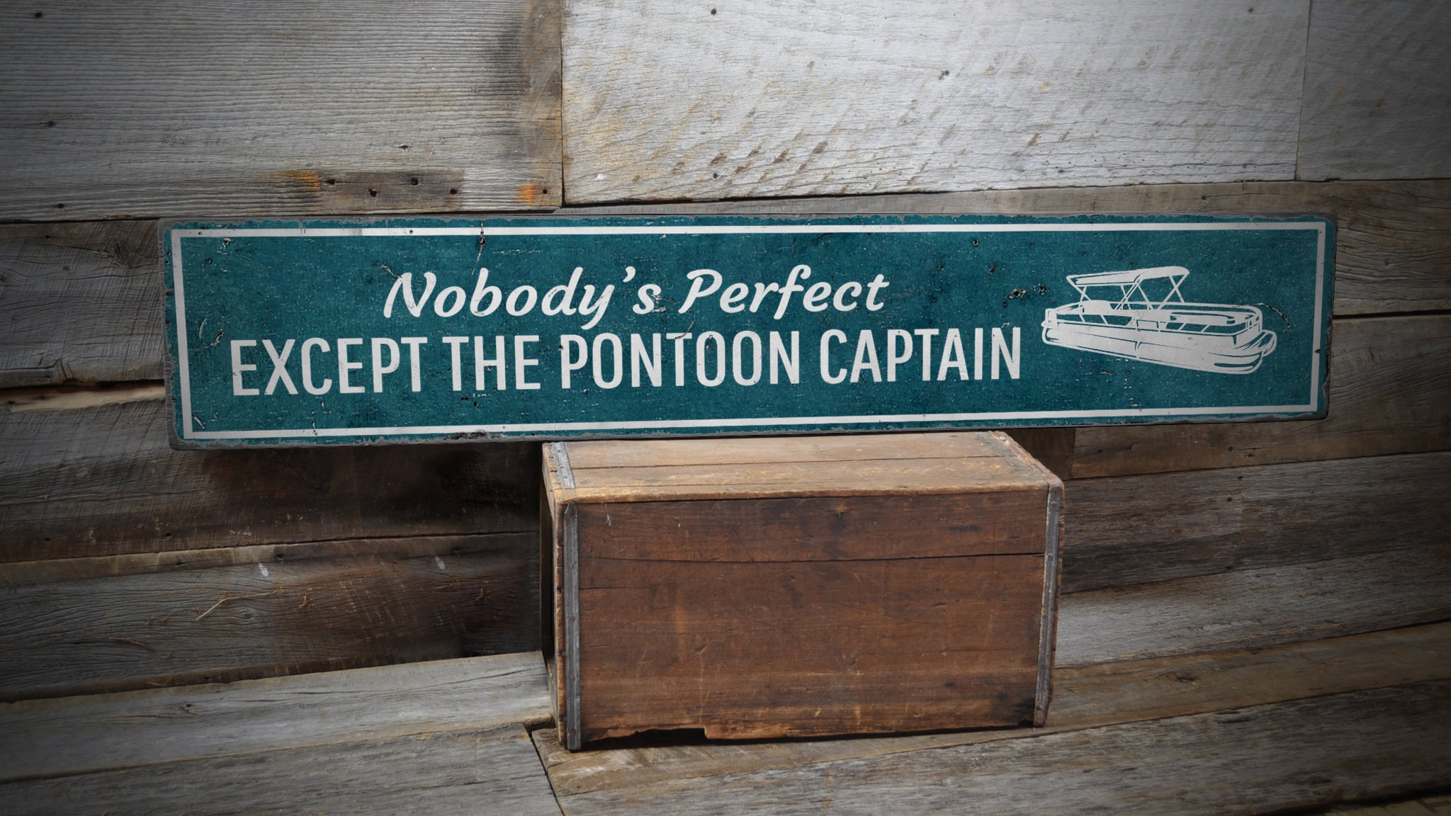 Pontoon Captain Wood Sign