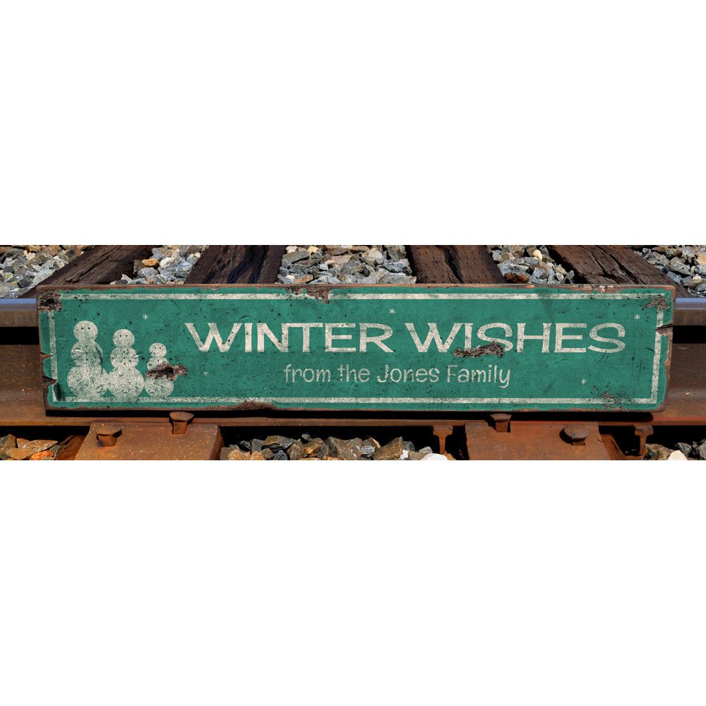 Winter Wishes Vintage Wood Sign