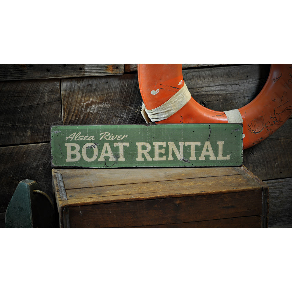 Boat Rental Vintage Wood Sign