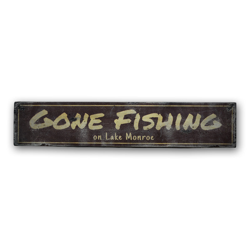 Gone Fishing Rustic Wood Sign