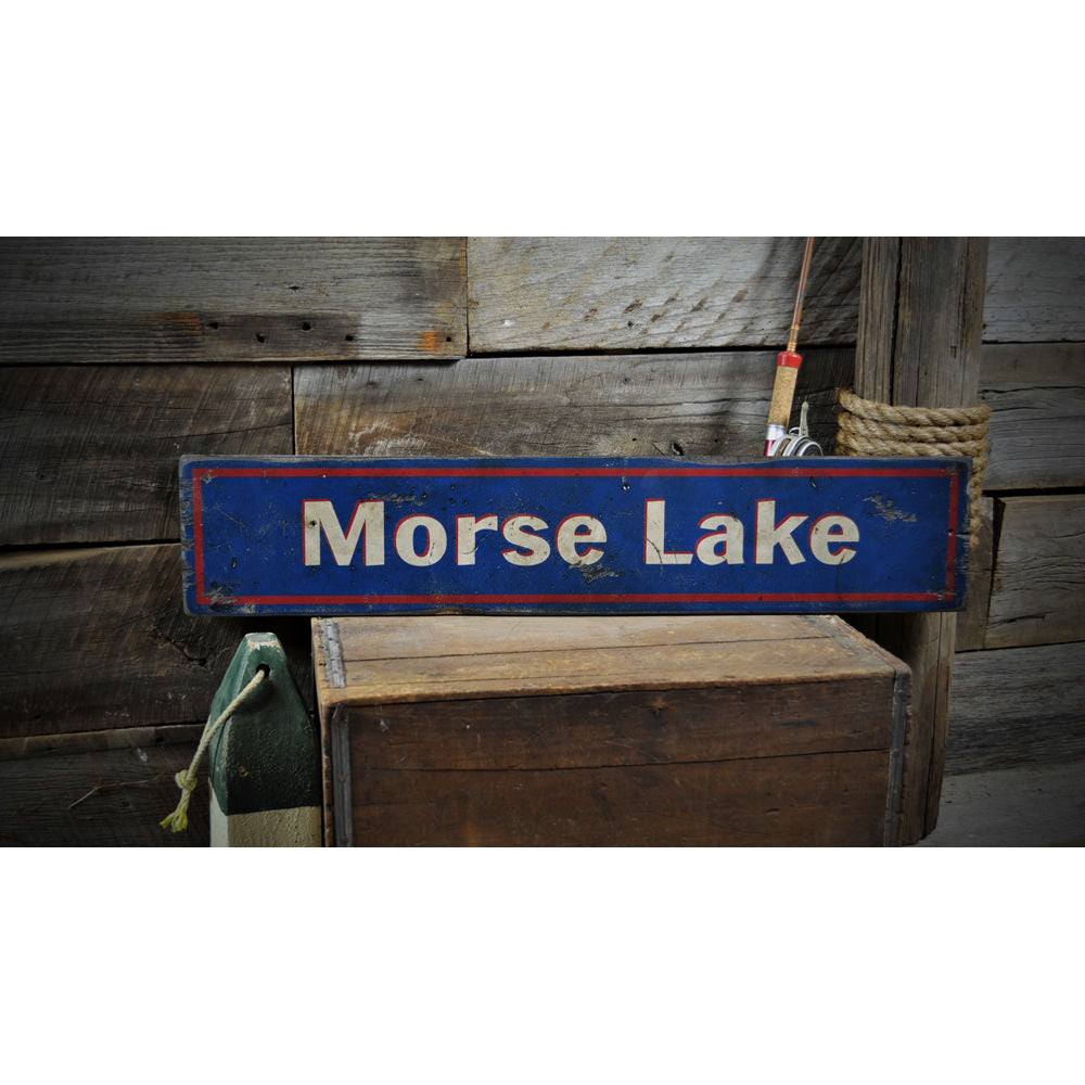 Lake Name Entrance Vintage Wood Sign
