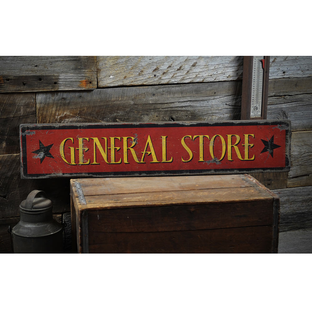 General Store with Stars Vintage Wood Sign