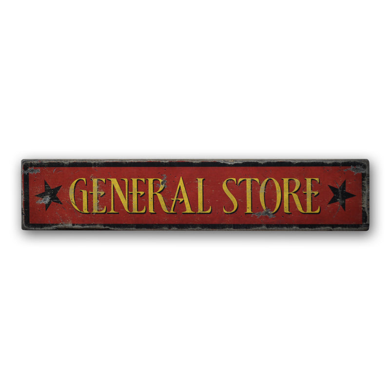 General Store with Stars Rustic Wood Sign