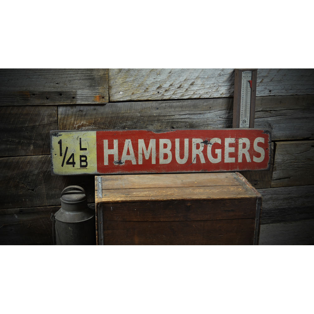 Quarter Pound Hamburger Vintage Wood Sign