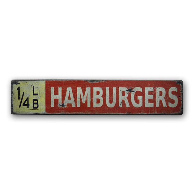 Quarter Pound Hamburger Rustic Wood Sign